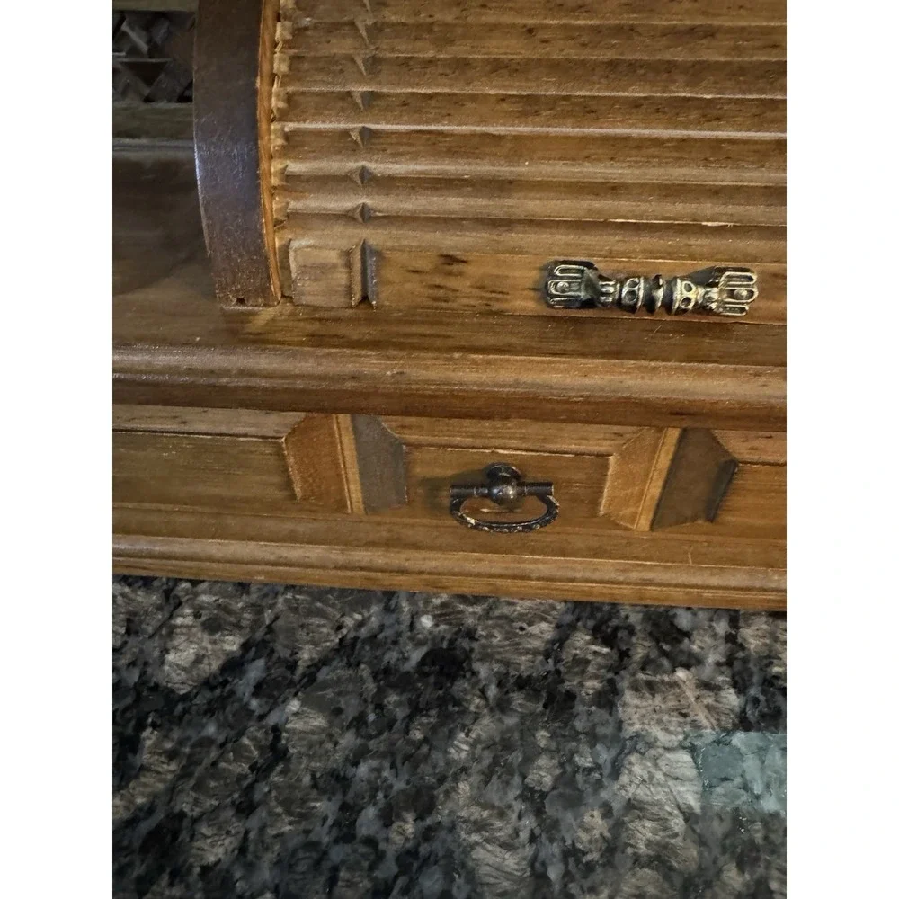 Vintage MCM Men's  Woman's Wood Jewelry Dresser Box Valet 1 Drawer 70's‎ Desk